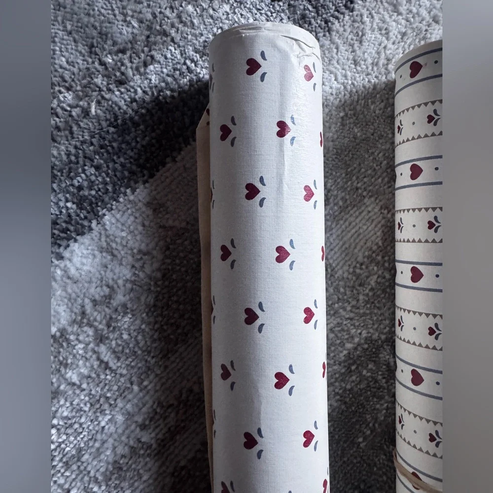 Heart and Striped Wrapping Paper Rolls cottagecore